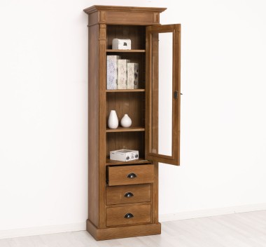 Wardrobe with 1 glass door, 3 drawers, Directoire Collection - PS425