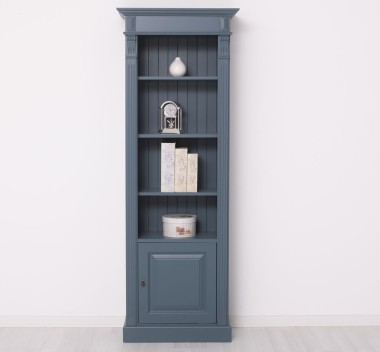 Narrow bookcase with 1 door, open shelf, Directoire Collection - PS176