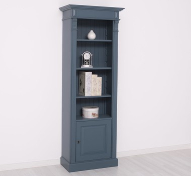 Narrow bookcase with 1 door, open shelf, Directoire Collection - PS176