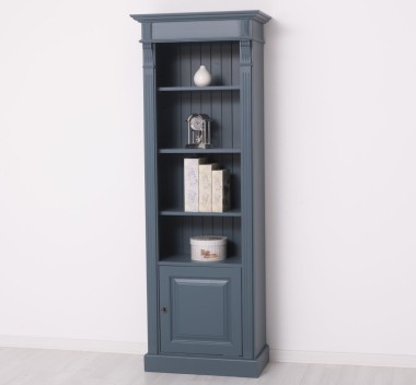 Narrow bookcase with 1 door, open shelf, Directoire Collection - PS176