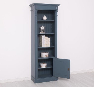 Narrow bookcase with 1 door, open shelf, Directoire Collection - PS176