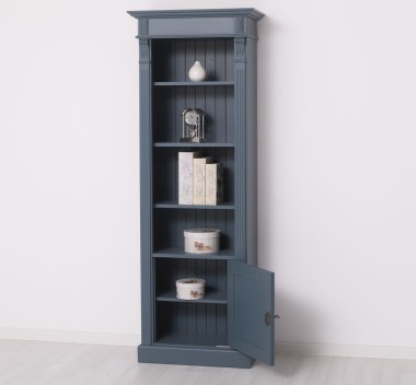 Narrow bookcase with 1 door, open shelf, Directoire Collection - PS176