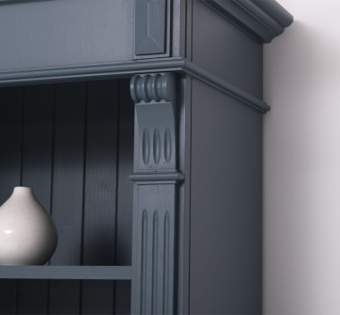 Narrow bookcase with 1 door, open shelf, Directoire Collection - PS176