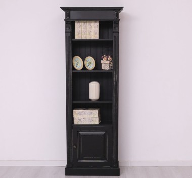 Narrow bookcase with 1 door, open shelf, Directoire Collection - PS176