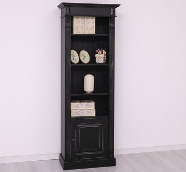 Narrow bookcase with 1 door, open shelf, Directoire Collection - PS176
