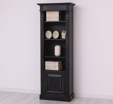 Narrow bookcase with 1 door, open shelf, Directoire Collection - PS176