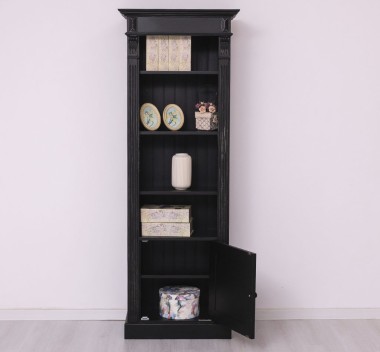 Narrow bookcase with 1 door, open shelf, Directoire Collection - PS176