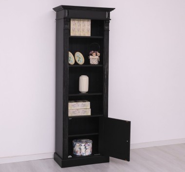 Narrow bookcase with 1 door, open shelf, Directoire Collection - PS176