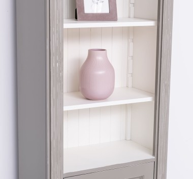 Narrow bookcase with 1 door, open shelf, Directoire Collection - PS176