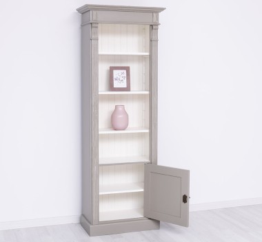 Narrow bookcase with 1 door, open shelf, Directoire Collection - PS176