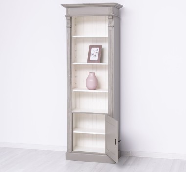 Narrow bookcase with 1 door, open shelf, Directoire Collection - PS176