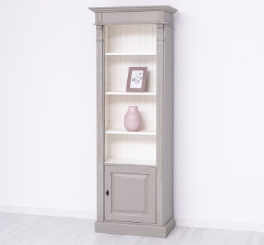 Narrow bookcase with 1 door, open shelf, Directoire Collection - PS176