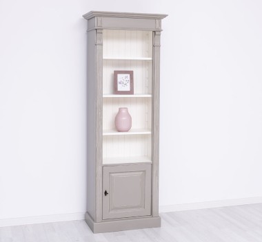 Narrow bookcase with 1 door, open shelf, Directoire Collection - PS176
