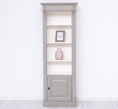 Narrow bookcase with 1 door, open shelf, Directoire Collection - PS176