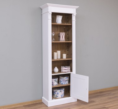 Narrow bookcase with 1 door, open shelf, Directoire Collection - PS176