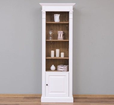 Narrow bookcase with 1 door, open shelf, Directoire Collection - PS176