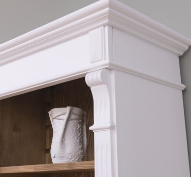 Narrow bookcase with 1 door, open shelf, Directoire Collection - PS176