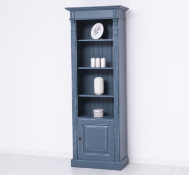 Narrow bookcase with 1 door, open shelf, Directoire Collection - PS176