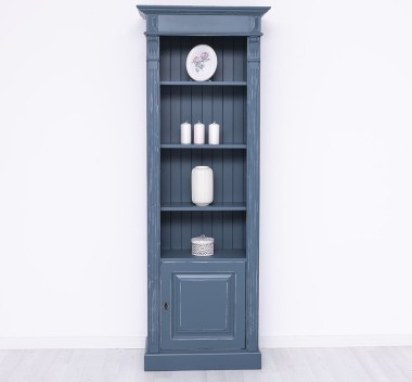 Narrow bookcase with 1 door, open shelf, Directoire Collection - PS176