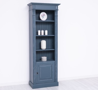 Narrow bookcase with 1 door, open shelf, Directoire Collection - PS176
