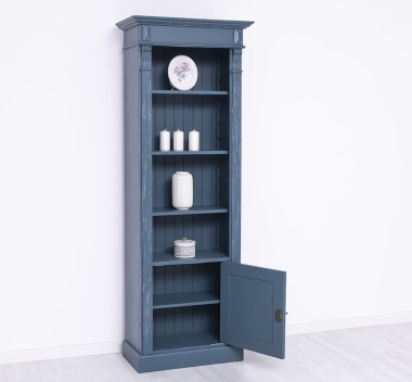 Narrow bookcase with 1 door, open shelf, Directoire Collection - PS176