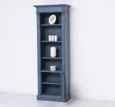 Narrow bookcase with 1 door, open shelf, Directoire Collection - PS176