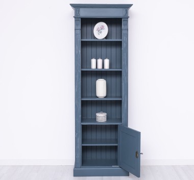 Narrow bookcase with 1 door, open shelf, Directoire Collection - PS176
