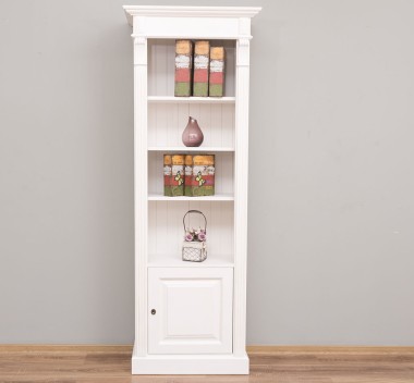 Narrow bookcase with 1 door, open shelf, Directoire Collection - PS176