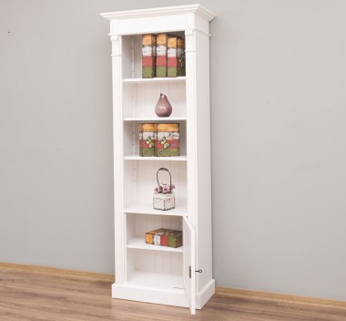 Narrow bookcase with 1 door, open shelf, Directoire Collection - PS176