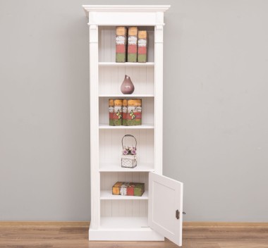 Narrow bookcase with 1 door, open shelf, Directoire Collection - PS176