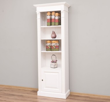 Narrow bookcase with 1 door, open shelf, Directoire Collection - PS176