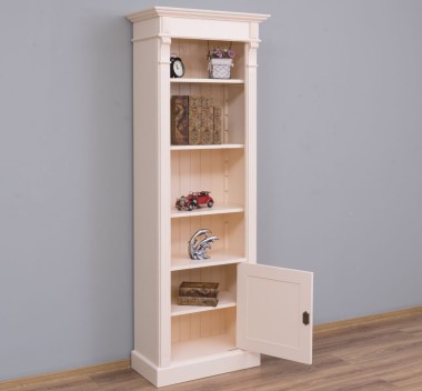 Narrow bookcase with 1 door, open shelf, Directoire Collection - PS176