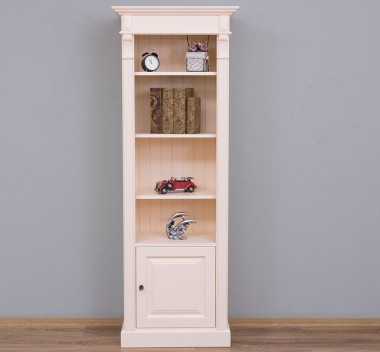 Narrow bookcase with 1 door, open shelf, Directoire Collection - PS176