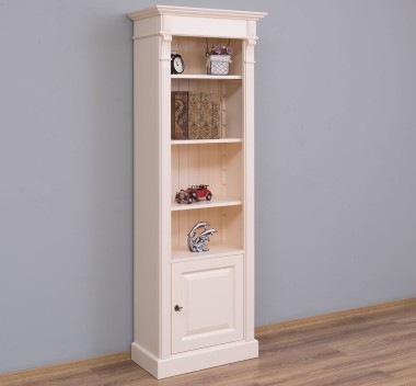 Narrow bookcase with 1 door, open shelf, Directoire Collection - PS176