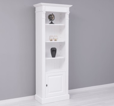 Narrow bookcase with 1 door, open shelf, Directoire Collection - PS176