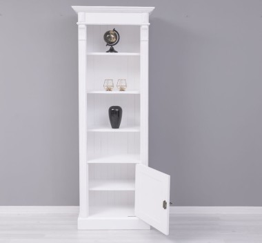 Narrow bookcase with 1 door, open shelf, Directoire Collection - PS176