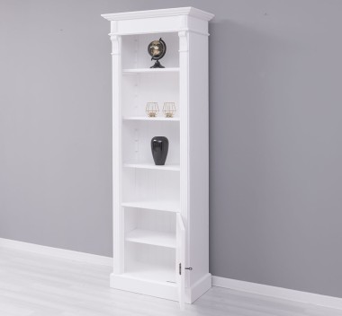 Narrow bookcase with 1 door, open shelf, Directoire Collection - PS176