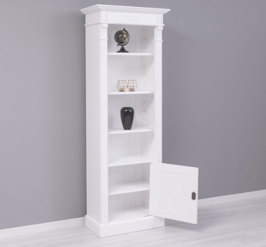 Narrow bookcase with 1 door, open shelf, Directoire Collection - PS176