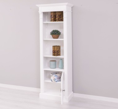 Narrow bookcase with 1 door, open shelf, Directoire Collection - PS176