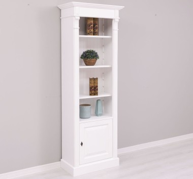 Narrow bookcase with 1 door, open shelf, Directoire Collection - PS176
