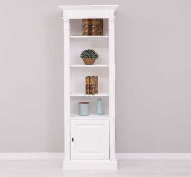 Narrow bookcase with 1 door, open shelf, Directoire Collection - PS176