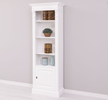 Narrow bookcase with 1 door, open shelf, Directoire Collection - PS176