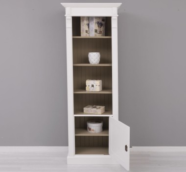 Narrow bookcase with 1 door, open shelf, Directoire Collection - PS176