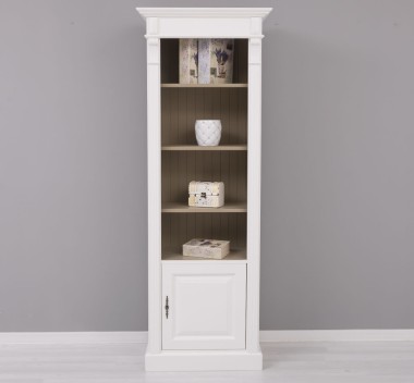 Narrow bookcase with 1 door, open shelf, Directoire Collection - PS176