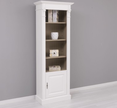 Narrow bookcase with 1 door, open shelf, Directoire Collection - PS176