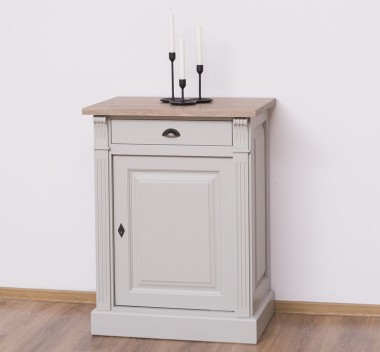 Sideboard with 1 door, 1 drawer, oak top, BAS, Directoire Collection - PS27BAS-TOP OAK