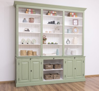 Large bookcase with 4 doors, 1 shelf BAS + triple shelf SUP - PS321BAS+SUP