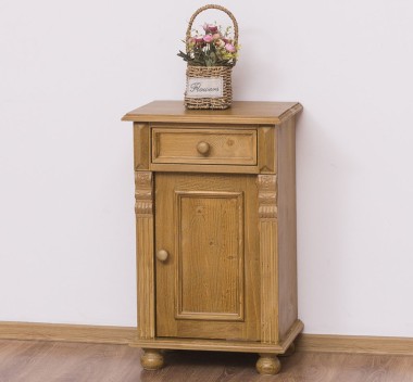 Nightstand with ornaments, 1 door and 1 drawer - PS39