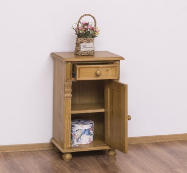 Nightstand with ornaments, 1 door and 1 drawer - PS39