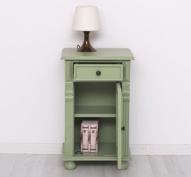 Nightstand with ornaments, 1 door and 1 drawer - PS39